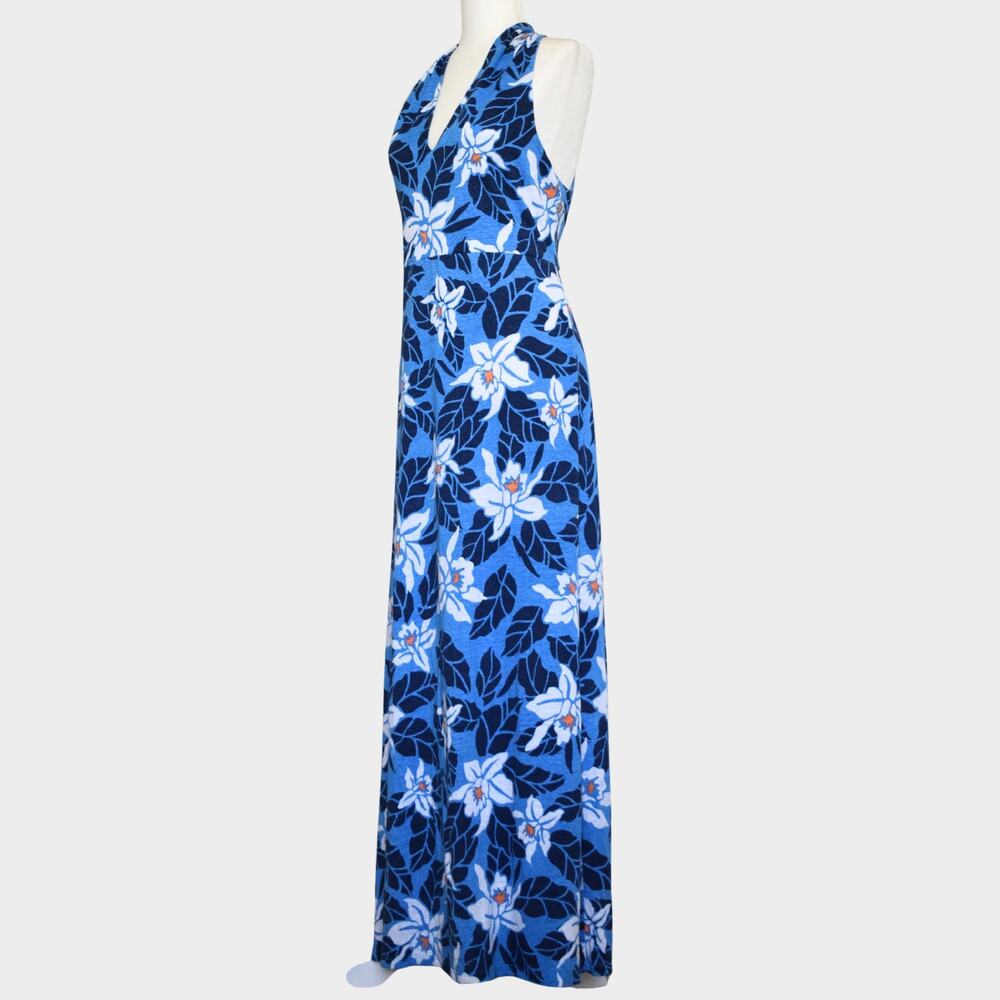 Tommy Bahama Sandy Seaside Brights Floral Maxi Dress L Blue Sleeveless Sun UPF - Picture 3 of 11